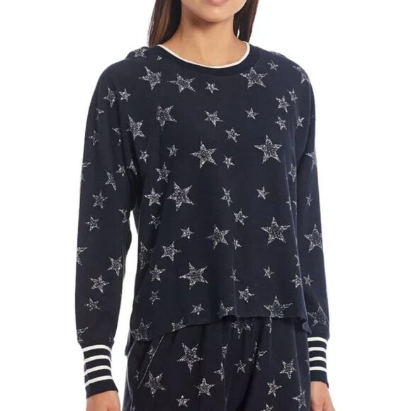 NWT Splendid Heritage French Terry Star Print Pullover in Navy/White Sz. XS - Picture 4 of 6